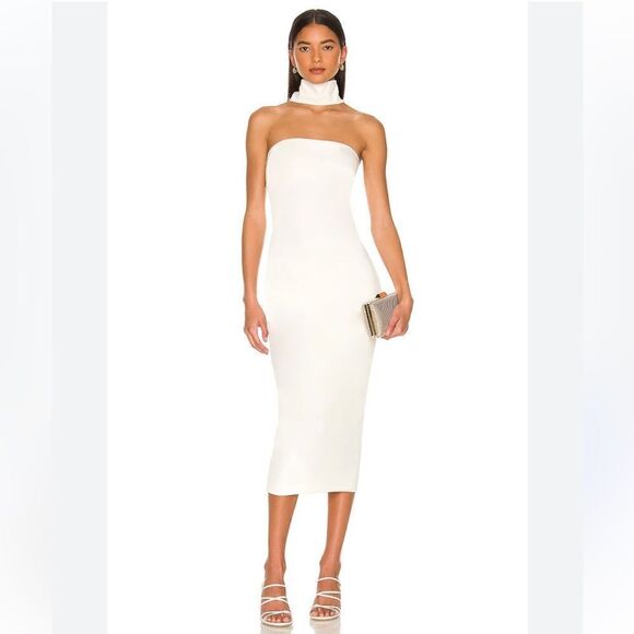 Not Yours To Keep Jordan White Midi Dress body con halter Revolve $288 Sz XS - Picture 4 of 9